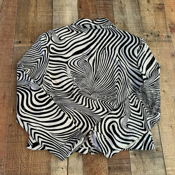 Ribkoff vintage zebra sequin abstract full zip track jacket women's 10 - Picture 4 of 6